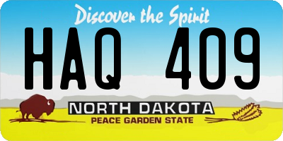 ND license plate HAQ409