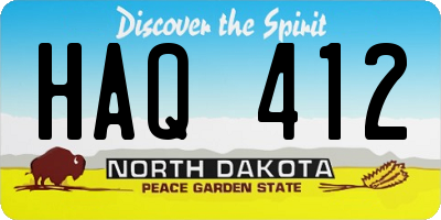 ND license plate HAQ412