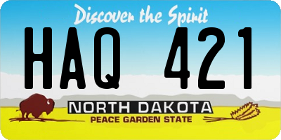 ND license plate HAQ421