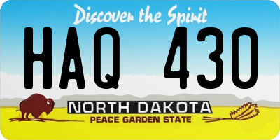 ND license plate HAQ430