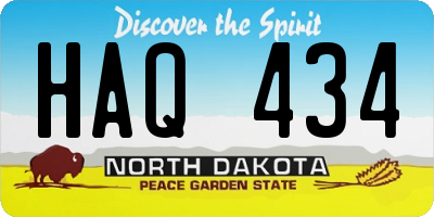 ND license plate HAQ434