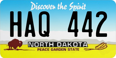 ND license plate HAQ442