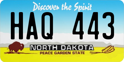 ND license plate HAQ443