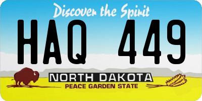 ND license plate HAQ449