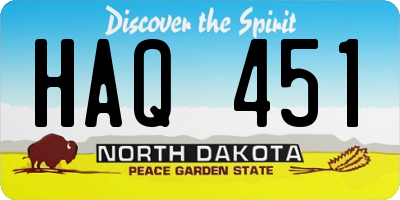 ND license plate HAQ451