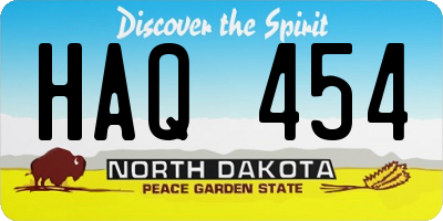 ND license plate HAQ454