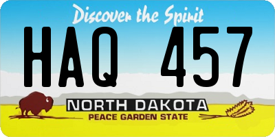 ND license plate HAQ457