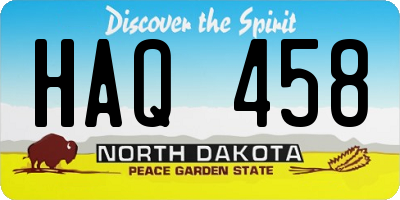 ND license plate HAQ458