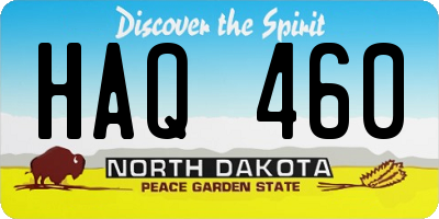 ND license plate HAQ460