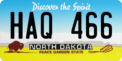 ND license plate HAQ466