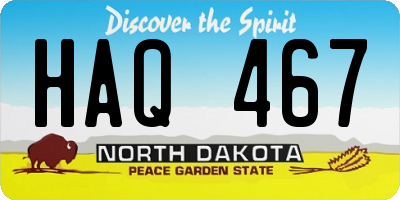 ND license plate HAQ467