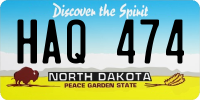 ND license plate HAQ474