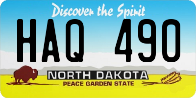 ND license plate HAQ490