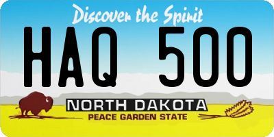 ND license plate HAQ500