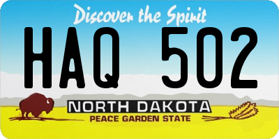 ND license plate HAQ502