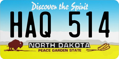 ND license plate HAQ514