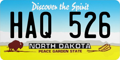 ND license plate HAQ526