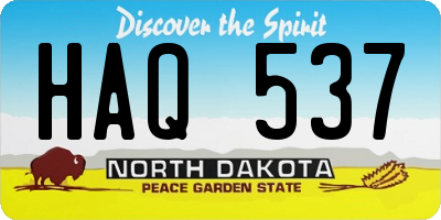 ND license plate HAQ537