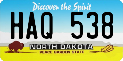 ND license plate HAQ538