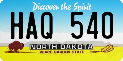 ND license plate HAQ540