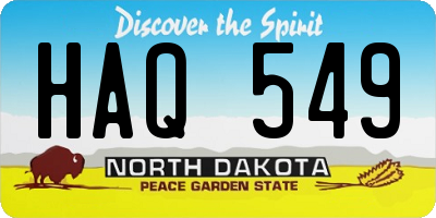 ND license plate HAQ549