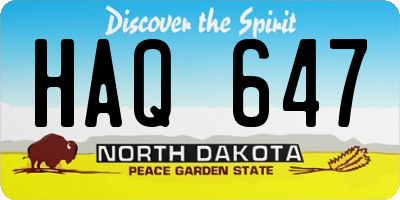 ND license plate HAQ647