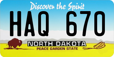 ND license plate HAQ670