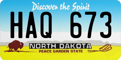 ND license plate HAQ673