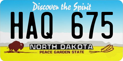 ND license plate HAQ675