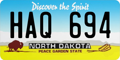 ND license plate HAQ694