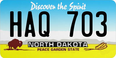 ND license plate HAQ703