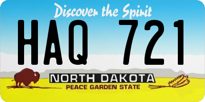 ND license plate HAQ721