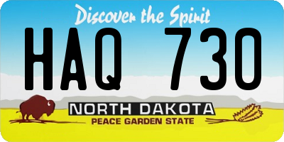 ND license plate HAQ730