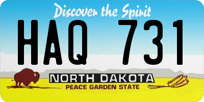 ND license plate HAQ731