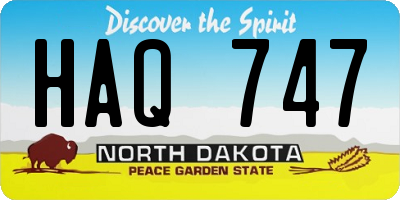 ND license plate HAQ747