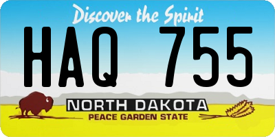 ND license plate HAQ755