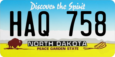 ND license plate HAQ758