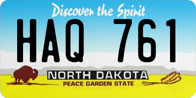 ND license plate HAQ761