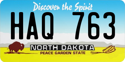 ND license plate HAQ763