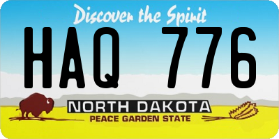 ND license plate HAQ776