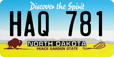 ND license plate HAQ781