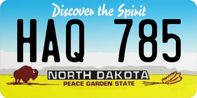 ND license plate HAQ785