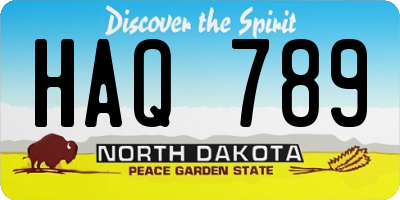 ND license plate HAQ789