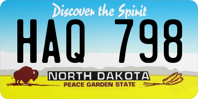 ND license plate HAQ798