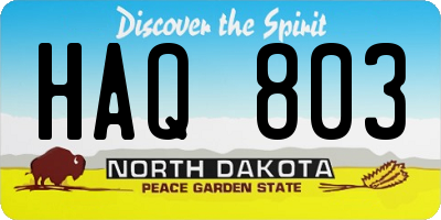 ND license plate HAQ803