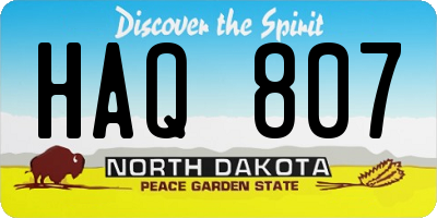 ND license plate HAQ807