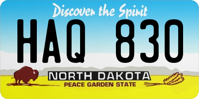 ND license plate HAQ830