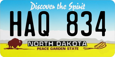 ND license plate HAQ834