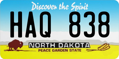 ND license plate HAQ838