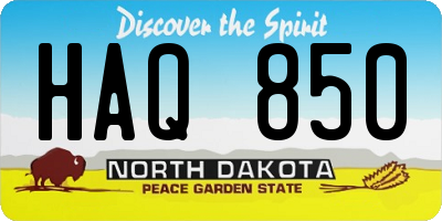 ND license plate HAQ850